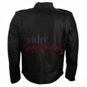 BATMAN BEYOND COMIC MOVIE RED AND BLACK LOGO MEN’S WINTER HALLOWEEN LEATHER JACKET BACK