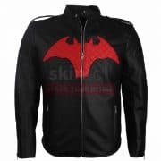 BATMAN BEYOND COMIC MOVIE RED AND BLACK LOGO MEN’S WINTER HALLOWEEN LEATHER JACKET Featured