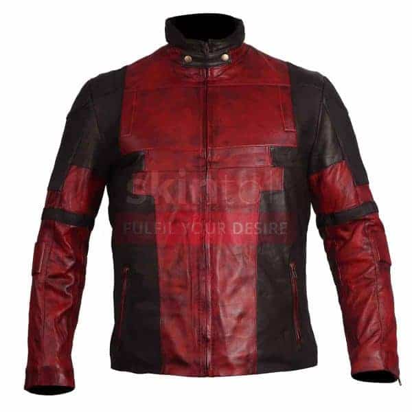 Ryan Reynolds Deadpool Black And Red Waxed Leather Jacket