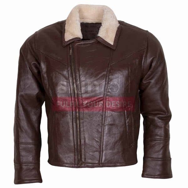 B3 Aviator Ginger Fur Lined Hooded Winters Warm Brown Leather Jacket