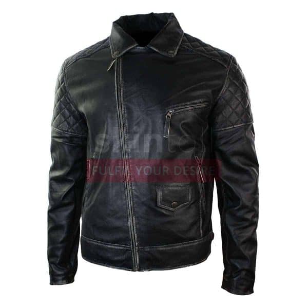 Men Motorcycle Brando Black Punk Vintage Leather Jacket