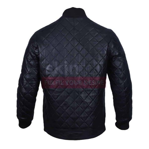 Classic Diaamond Quilted Motorcycle Fashion Rider Black Racer Leather Jacket