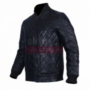 Classic Diamond Quilted Motorbiker Fashion Leather Jacket