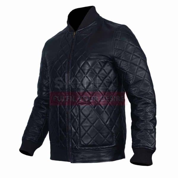 Classic Diaamond Quilted Motorcycle Fashion Rider Black Racer Leather Jacket