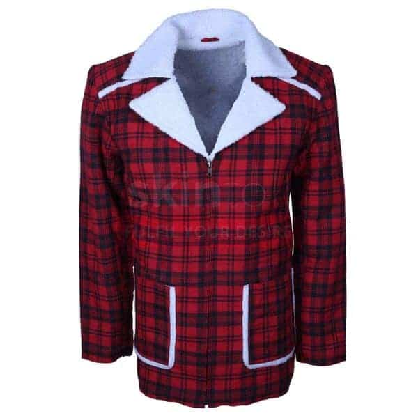Ryan Reynolds Deadpool Red Shearling Jacket mens Coat With Fur