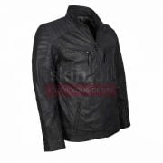 Grey Biker Leather Jacket