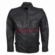 Grey Biker Motorcycle Leather Jacket