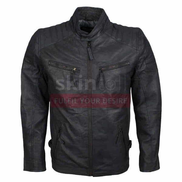 mens grey leather jacket