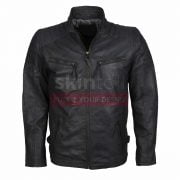 Grey Biker Motorcycle Top Grade Designer Leather Jacket