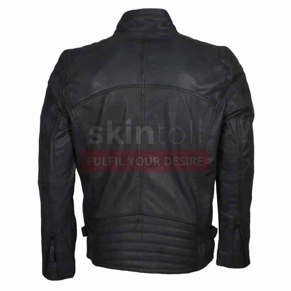 Grey Biker Motorcycle Leather Jacket