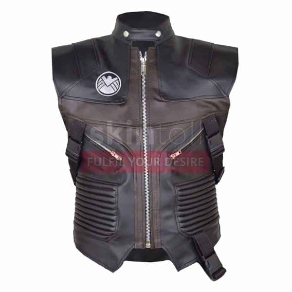 Jeremy Renner Leather Motorcycle Vest mens