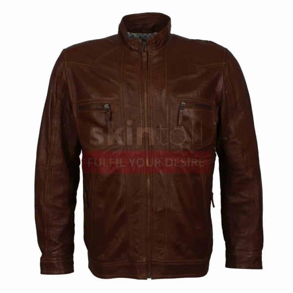 designer brown leather jacket mens fashion