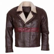 Mens B3 Aviator Ginger Faux Fur Linnig Winters Warm Brown Leather Jacket