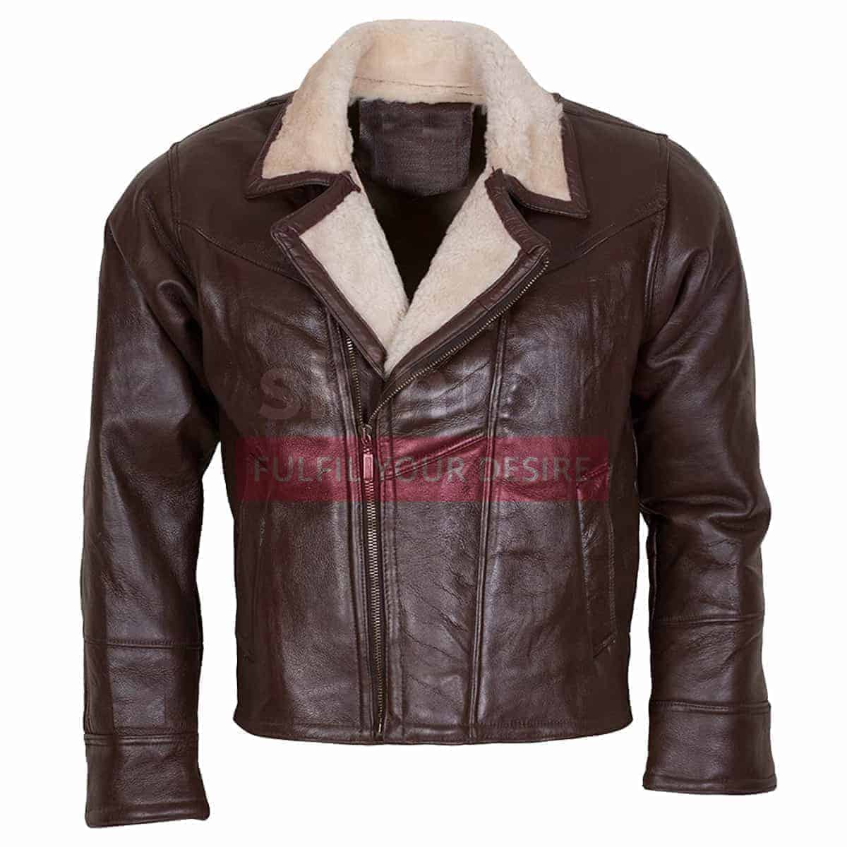 Steve Rogers Biker Style Brown Vintage Leather Jacket Men's