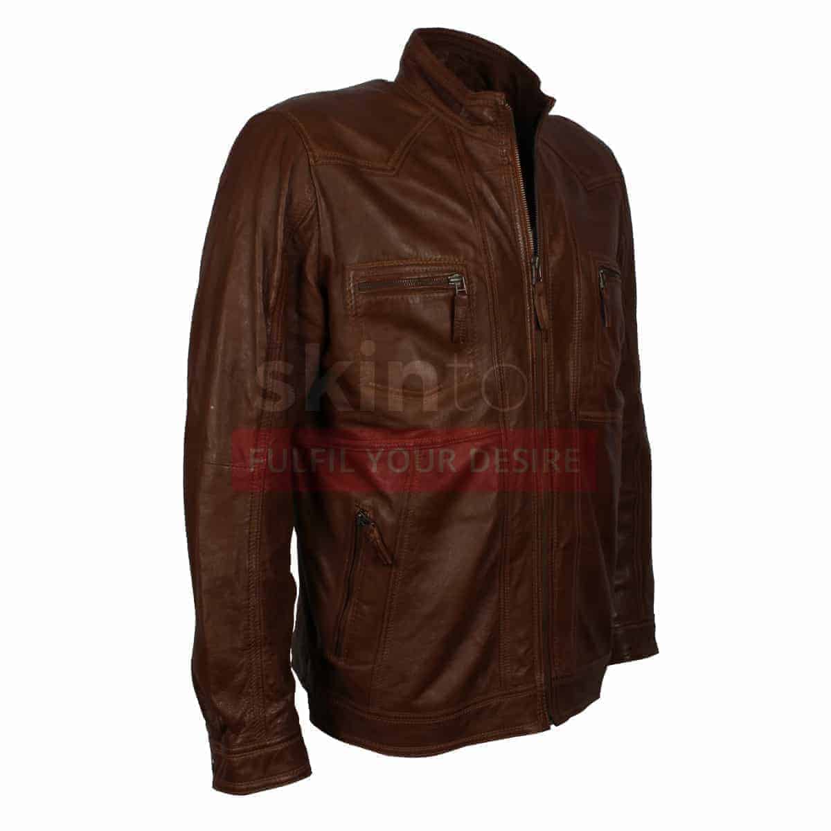New Luxury Men's Brown Classic City Jacket Shirt Casual Style Real Nappa Leather 