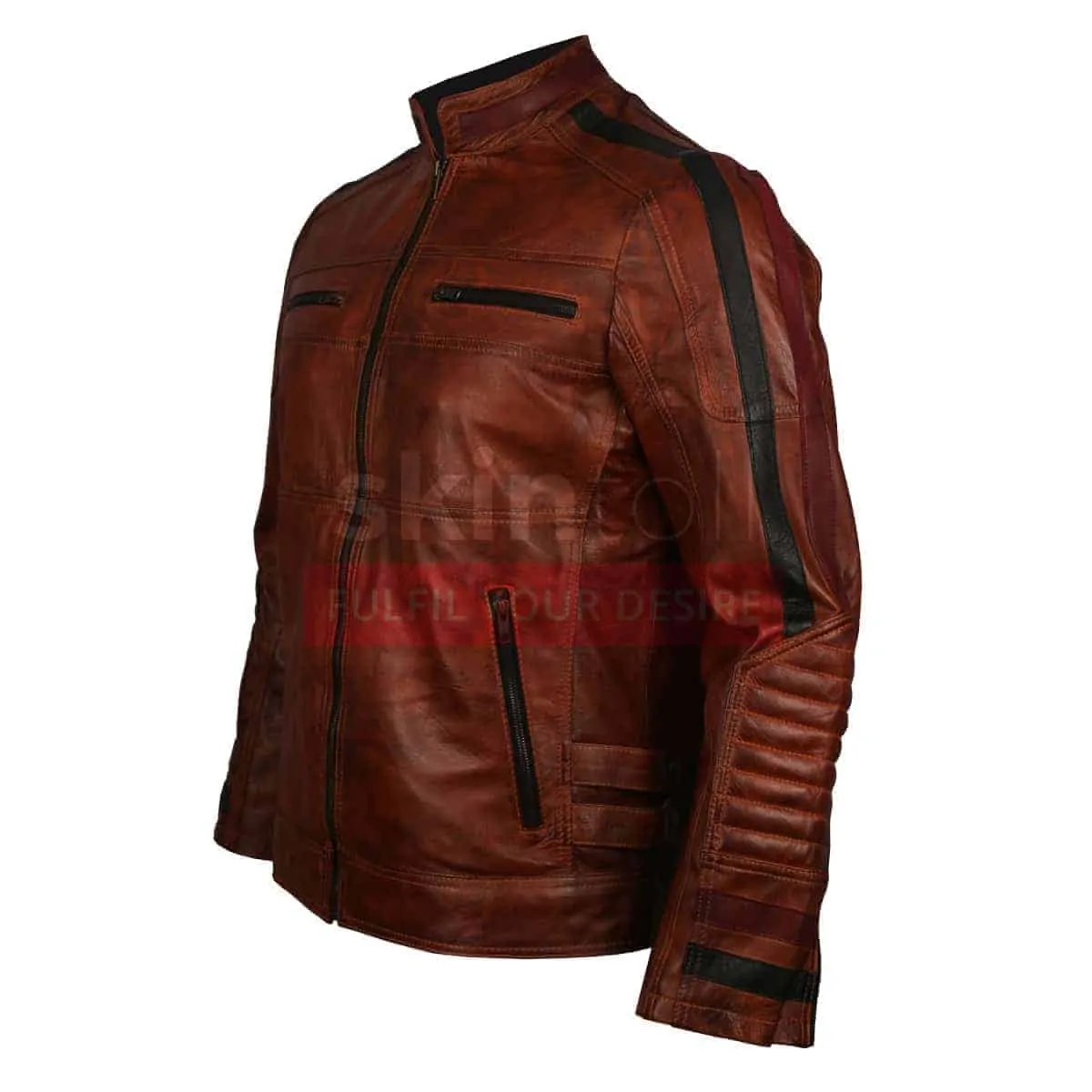 Cafe Racer Motorbiker Vintage Brown Waxed Leather Jacket