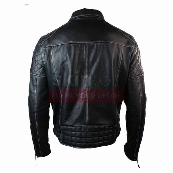 Mens Motorcycle Brando Black Punk Vintage Leather Jacket