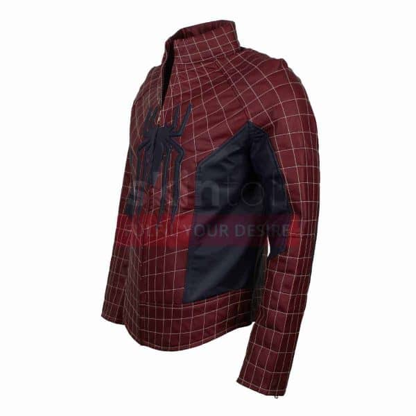 The Amazing Spiderman 2 Peter Parker Mens Maroon Cosplay Leather Jacket