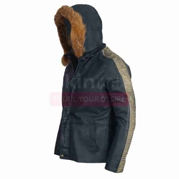 Star Wars Movie Fur Hood Vintage Casual Bomber Real Leather Jacket