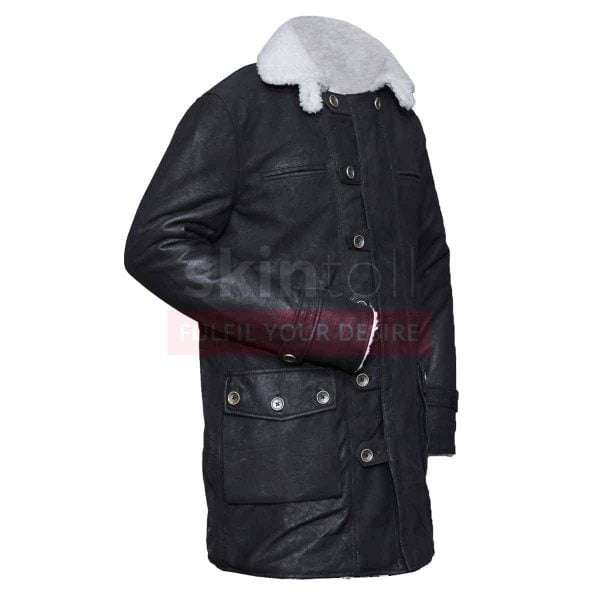 Tom Hardy The Dark Knight Rises Bane Distressed Black Leather Coat