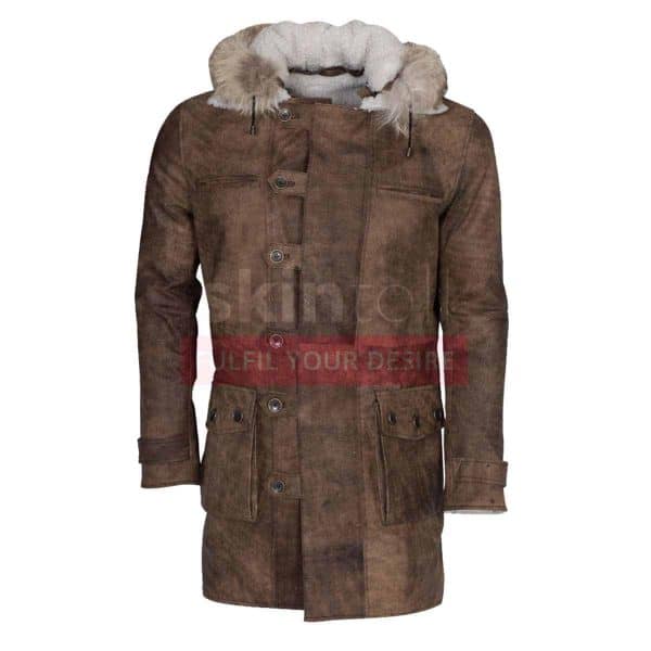 The Dark Knight Rises Tom Hardy bane hooded brown leather coats