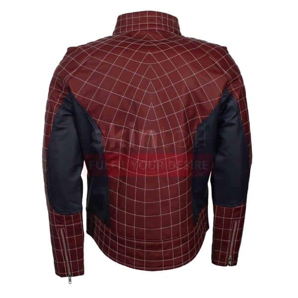 The Amazing Spiderman 2 Peter Parker Mens Maroon Cosplay Leather Jacket