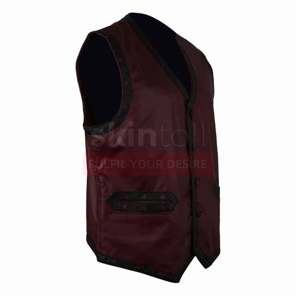 The Warriors Movie Maroon Motorcycle Rider Leather Vest