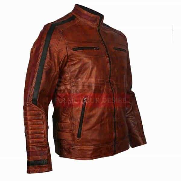 Cafe Racer Motorbiker Vintage Brown Waxed Leather Jacket