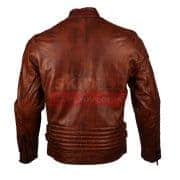 Vintage Motorbiker Brown Waxed Cafe Racer Rider Leather Jacket