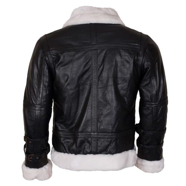 b3 aviator mens black leather winter jacket