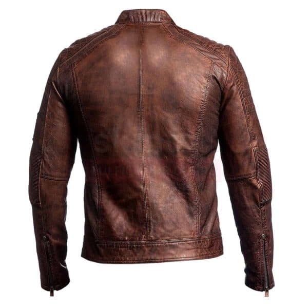 Vintage cafe racer brown leather jacket