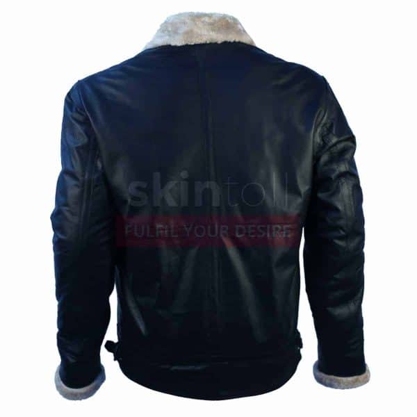 Mens New Fashion Winter Classic Fur Black Leather Jacket