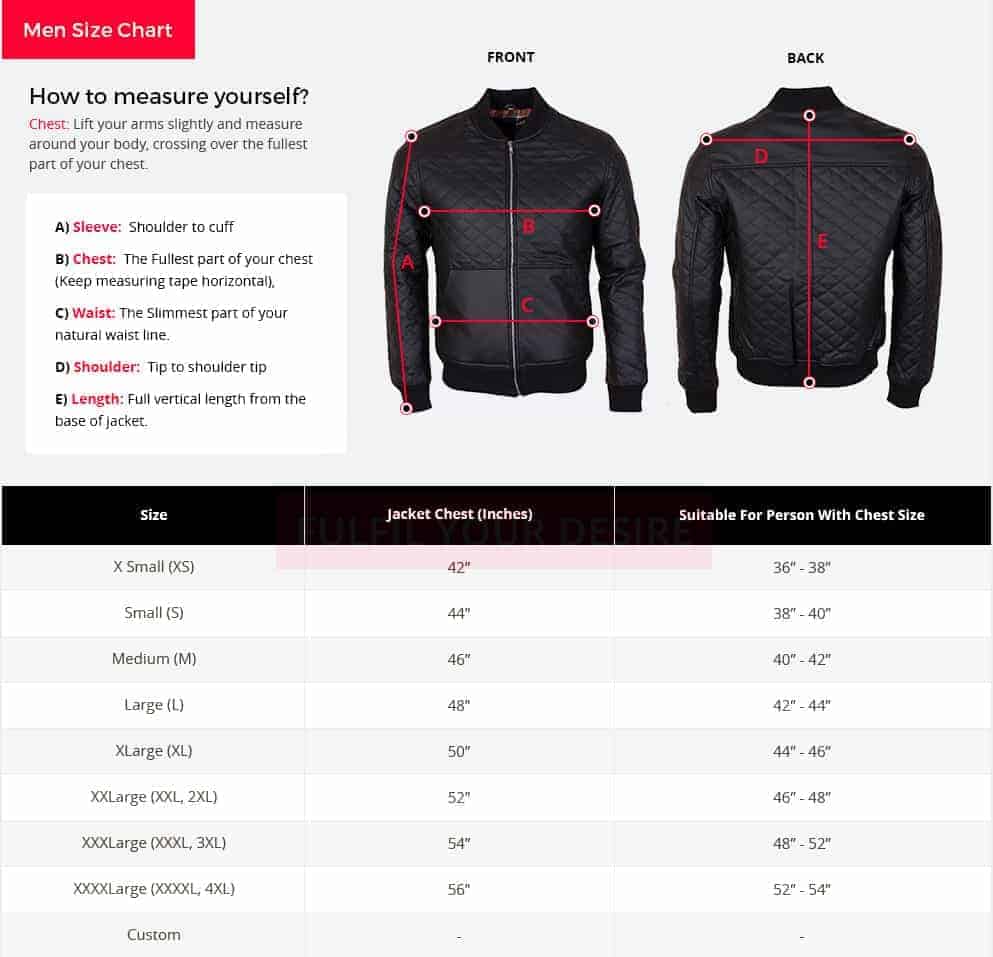  Size  Guide Leather Jacket  Men Women Skintoll