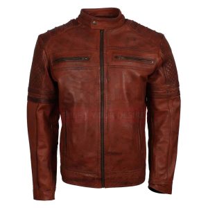 Vintage Waxed Carved Leather Jacket